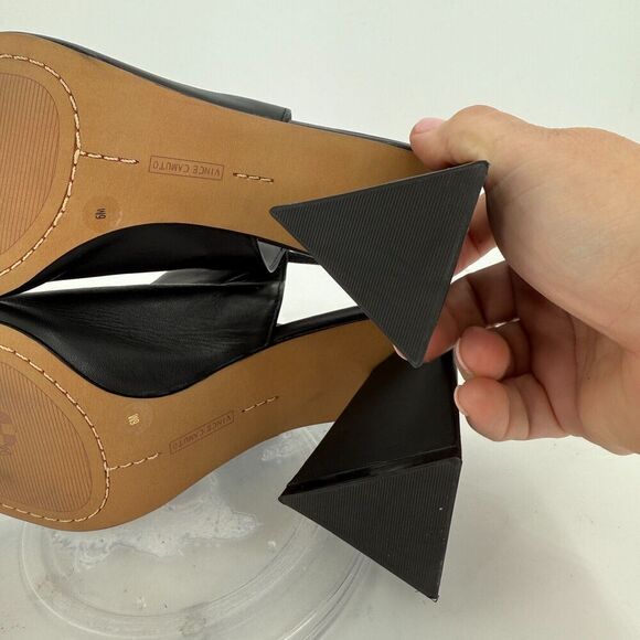 Vince Camuto Avangila Women's Open Toe Leather Heeled Sandal Black Size 6 M - Picture 13 of 15